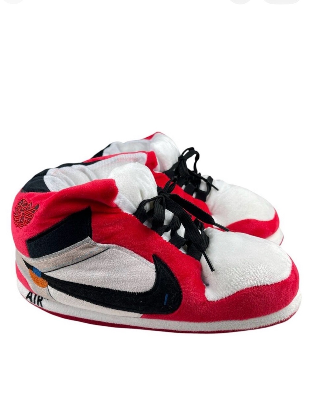 Air Jordan Style Plush Sneaker Slippers Unisex One Size 36‑46 Red White Black